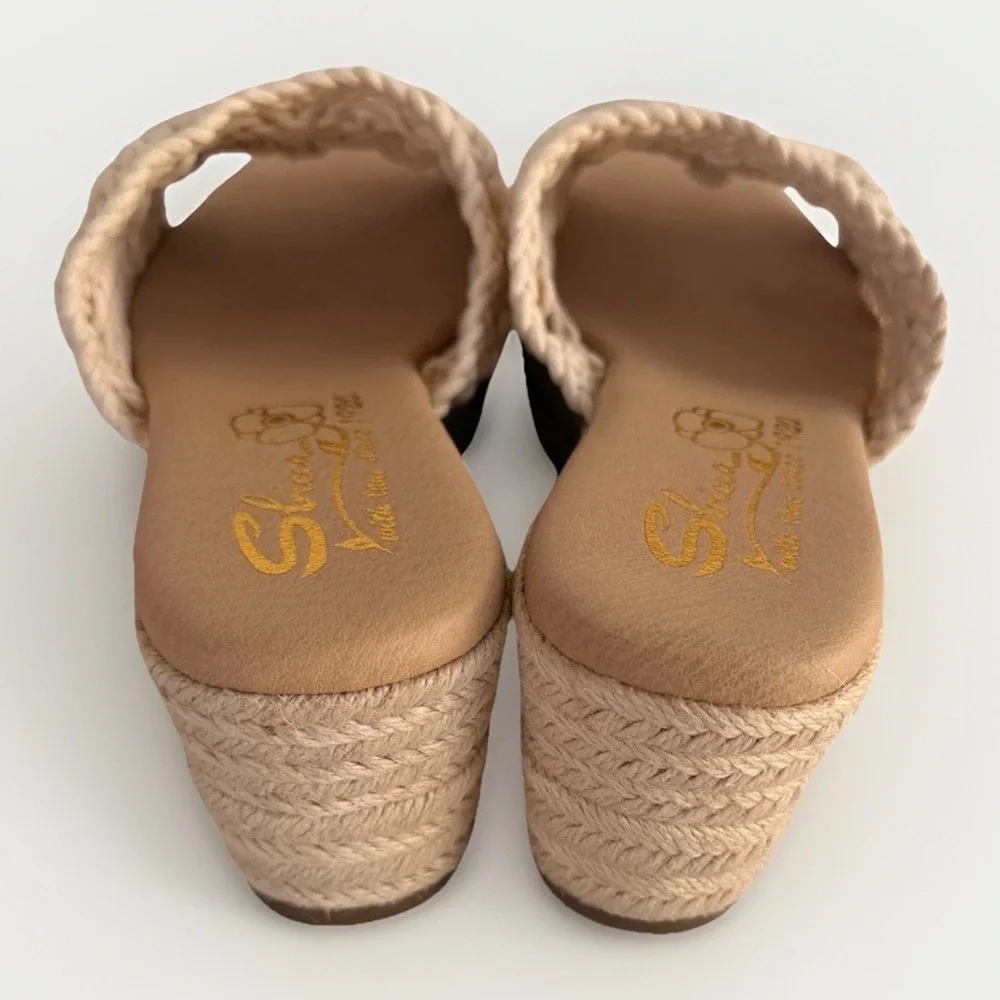 Sbicca Eureka Macrame Wedge Natural Beige Espadrille Size 9M Women Slide Sandals